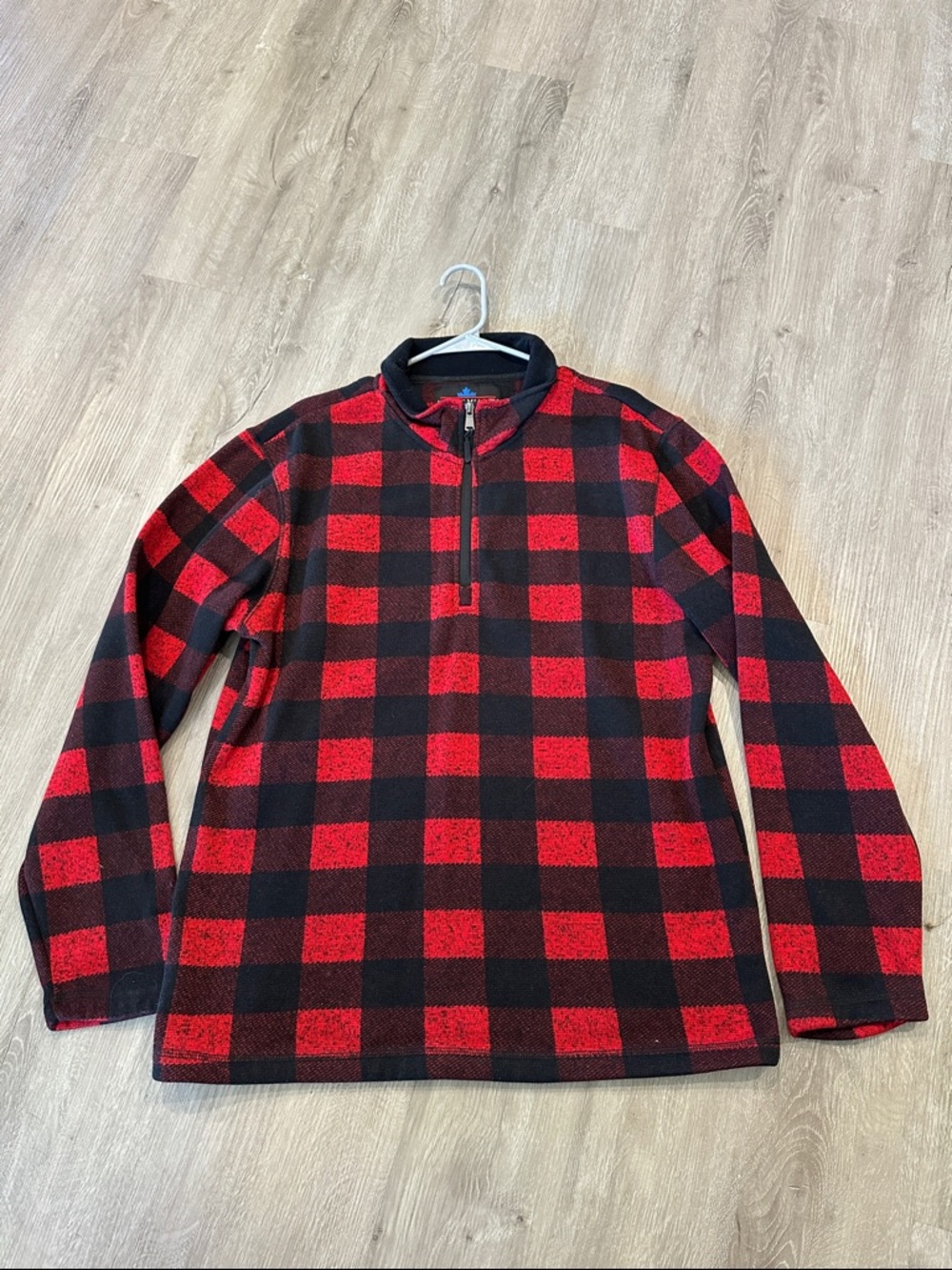 Men's Red & Black Plaid Half-Zip Pullover